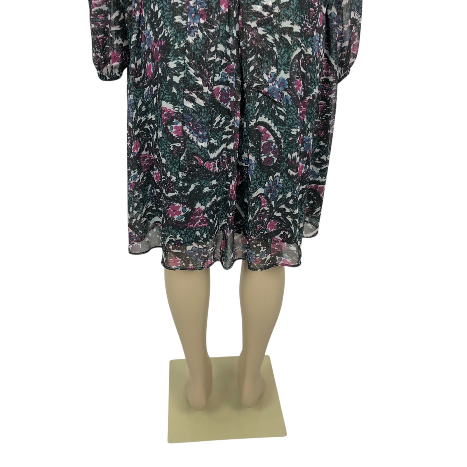Lane Bryant Multicolor Print Belted A-Line Dress Size 16 Keyhole V-Neck Floral