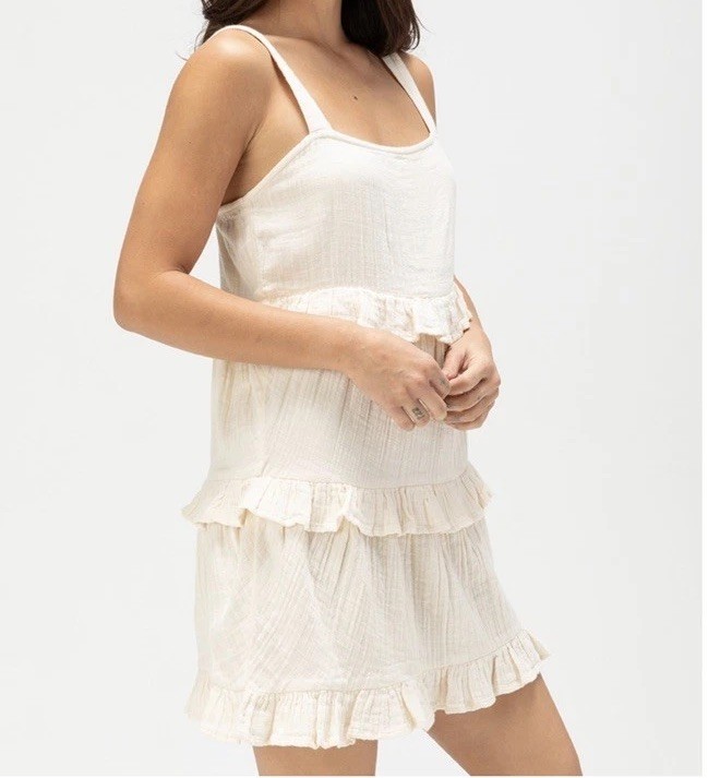 NWT Roxy Soft Sane Mini Dress Small $54 100% Cotton Adjust. Straps Coverup