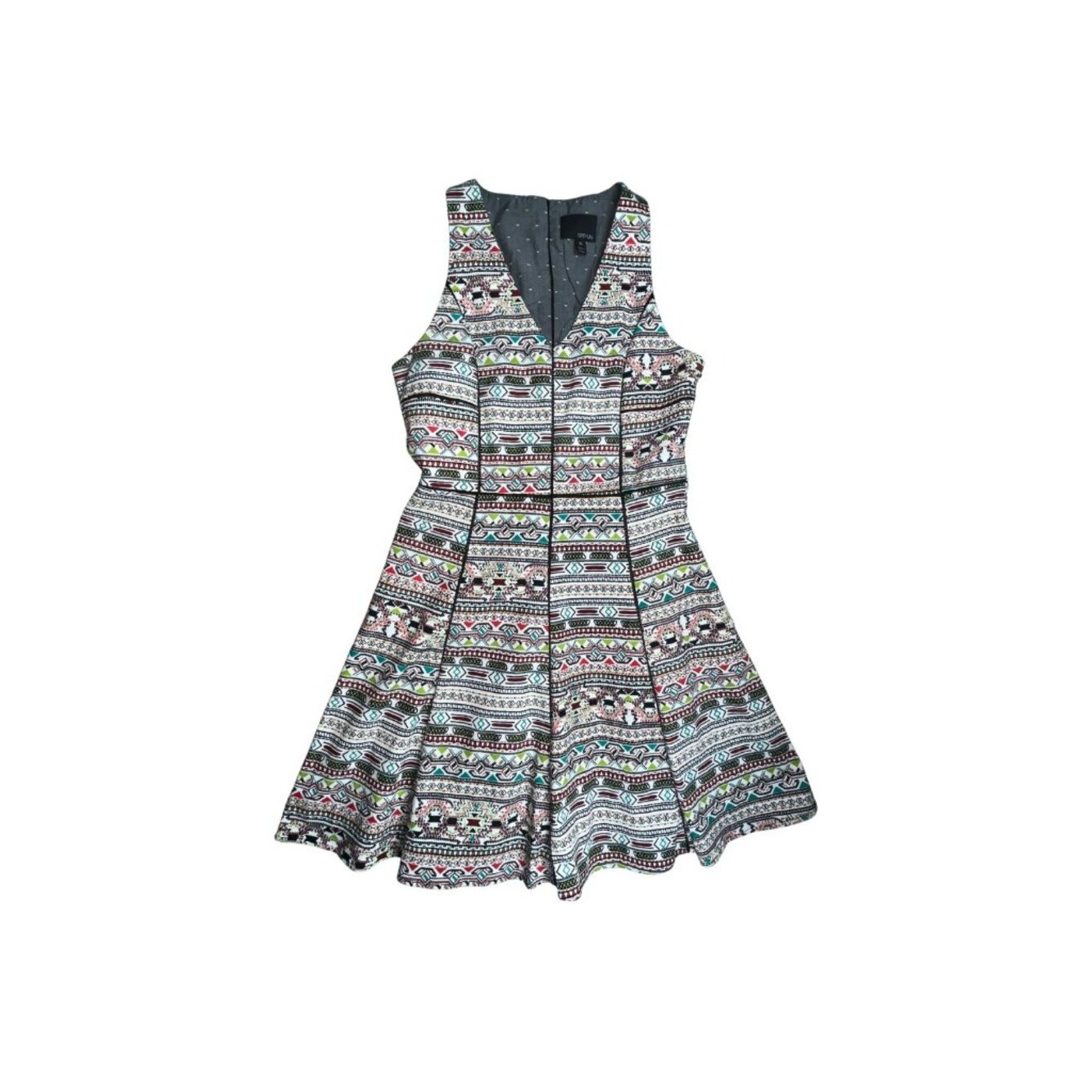 Greylin Tribal Aztec Fit Flare Dress Women’s Medium Sleeveless Cutout Back