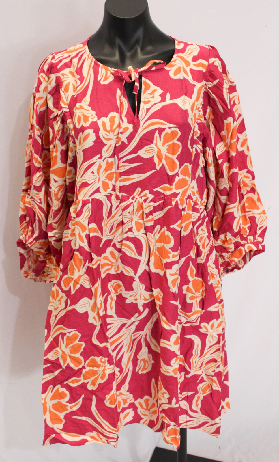 Pink Lily Women’s Keep The Flowers Floral Mini Dress AP2 Fuchsia Size: XL