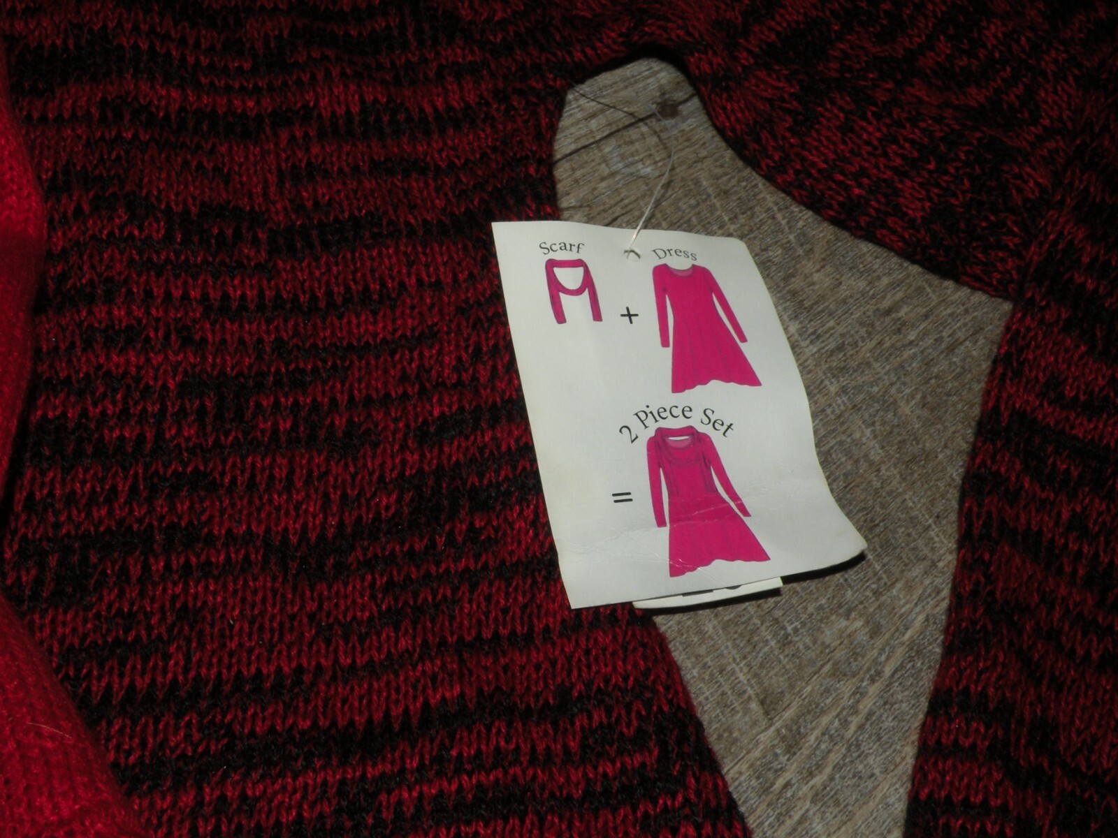 BOBBIE BROOKS LADIES RED MIX-SWEATER DRESS WITH SCARF SMALL NWT