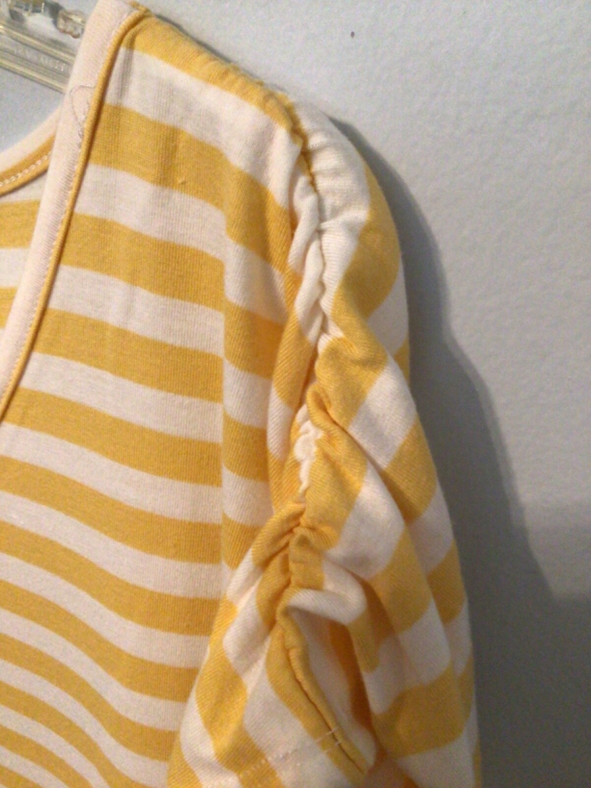 LOVE Ari Yellow White Stripe Pineapple Cover Up Dress Cap Sleeve Cruise Beach M