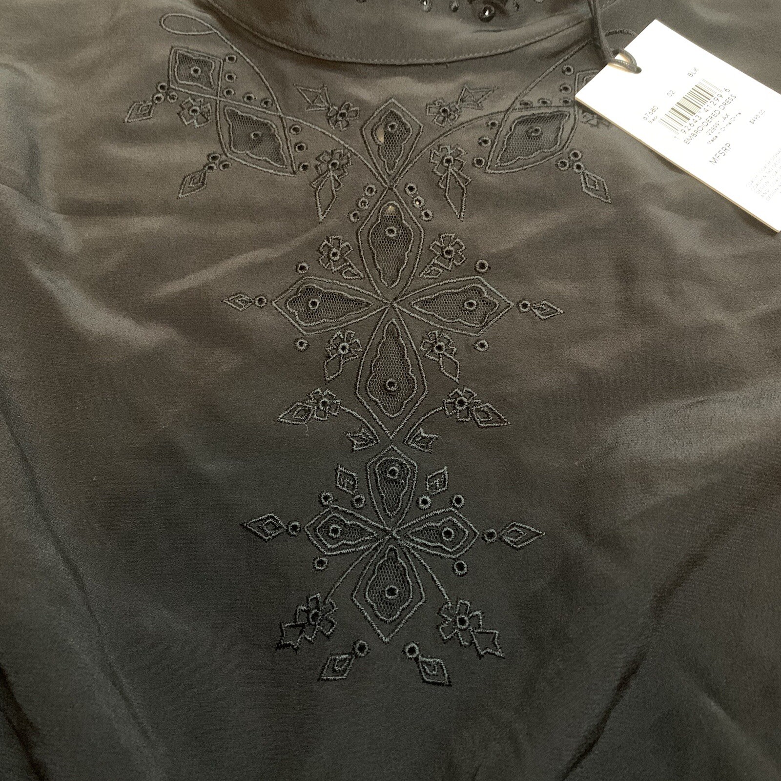 COACH 1941 100% Silk Black Embroidered Dress Size 2/XS MSRP $495 NWT