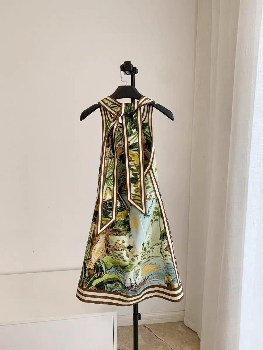 NEW ALEMAIS 2026 spring and summer hanging neck backless high waist printed shor