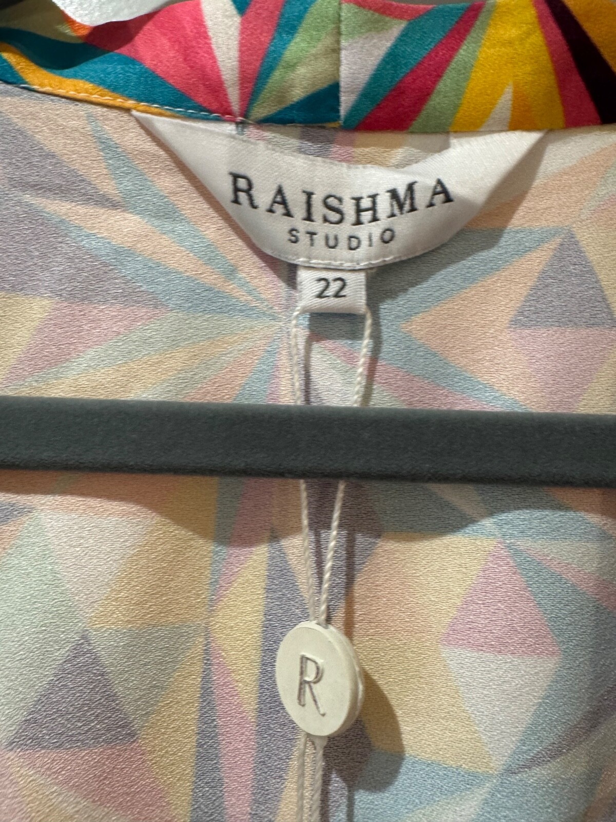 RAISHMA Multicolour Vibrant Geometric Print Midi Dress Size 22 RRP £95 BNWT