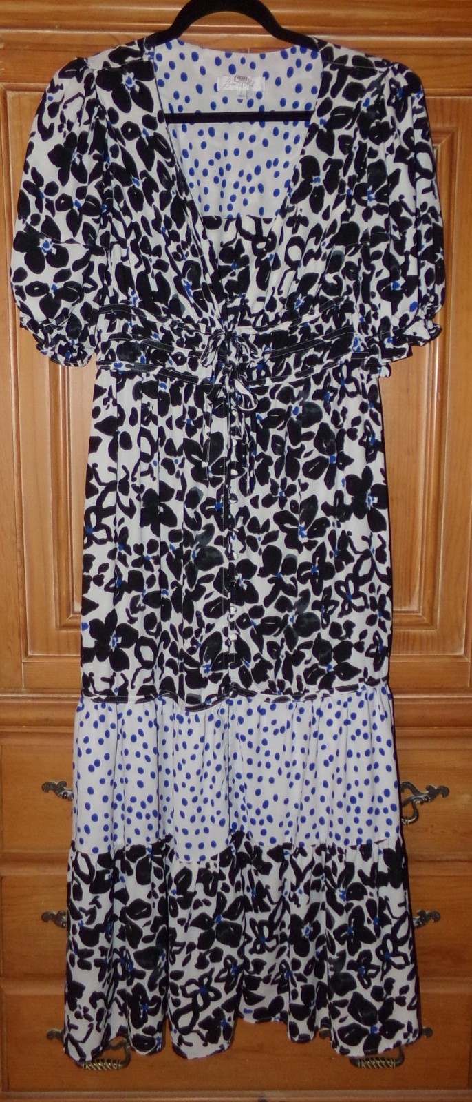LOVE WHIT! JUNIOR SIZE L BLACK TIER RUFFLE COTTAGECORE CHIFFON MAXI DRESS