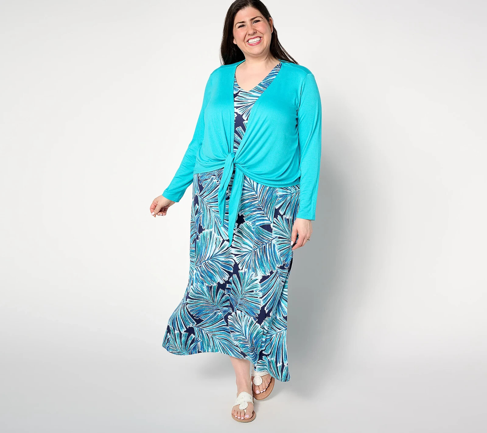 Belle by Kim Gravel Pet Better Together Dress Shrug Set Peacock Palms XL A634849