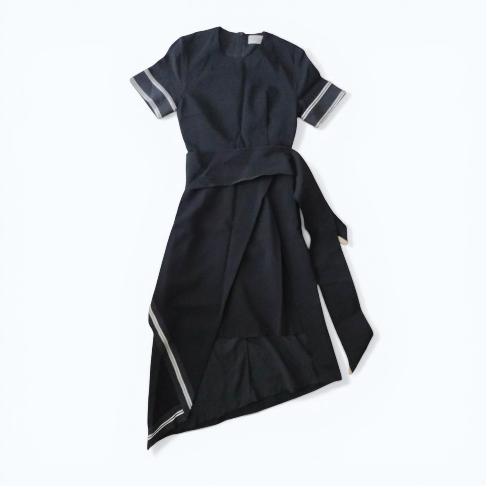 Preen by Thornton Bregazzi Resort 2016 Asymmetric Black Midi Dress RARE Luxury