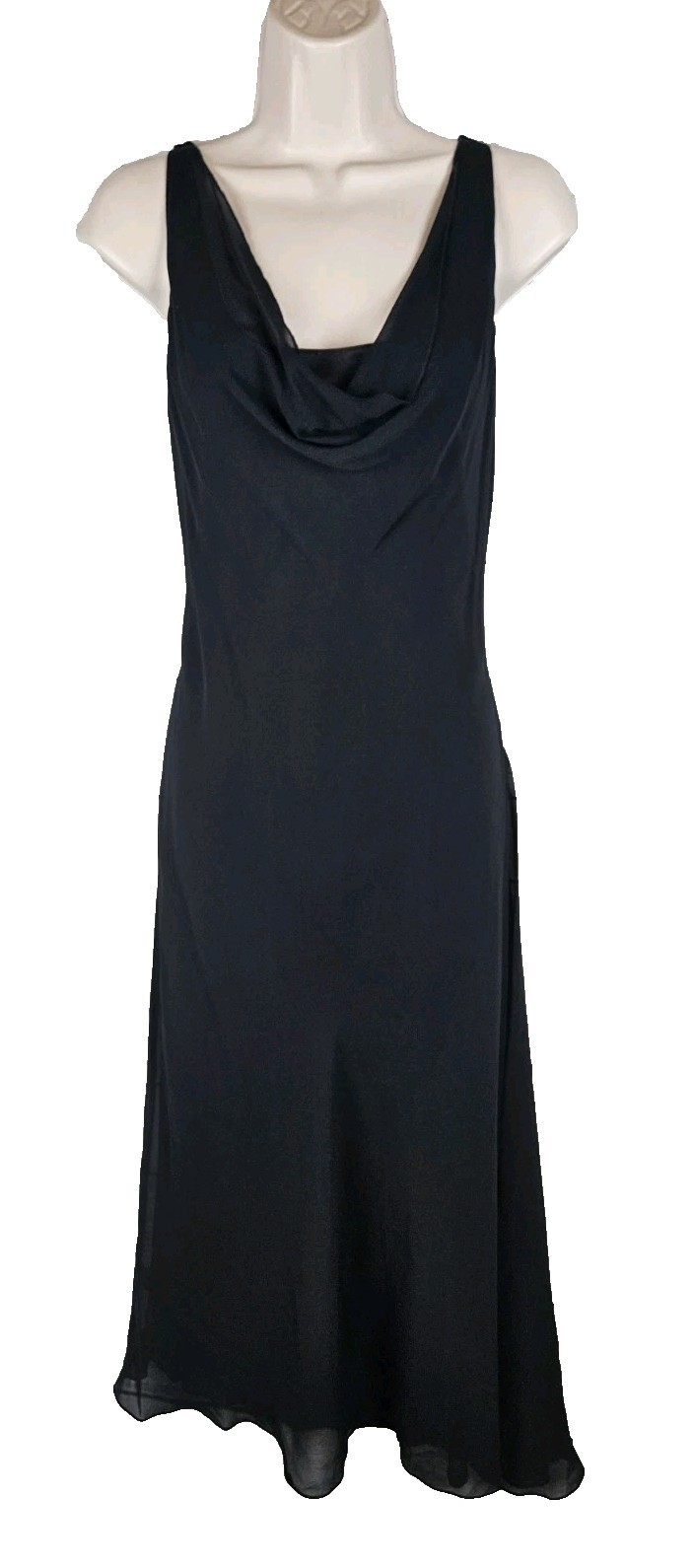 90s Y2K Black Silk Slip Dress 14 Bias Cut Cowl Fairy Whimsigoth Nine West