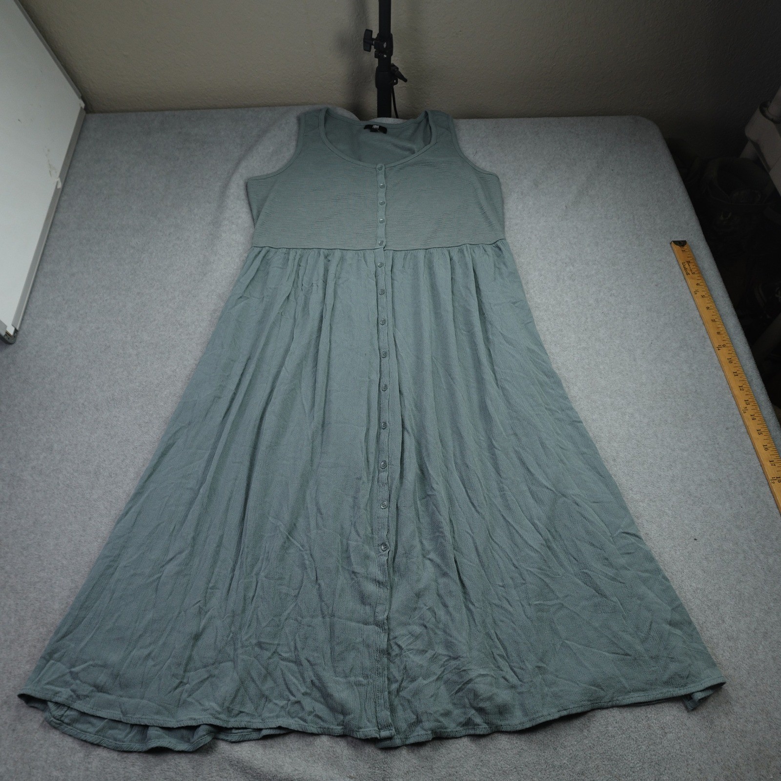 Frye Dress Womens Large Sage Green Button Front Sleeveless Midi Boho Festival
