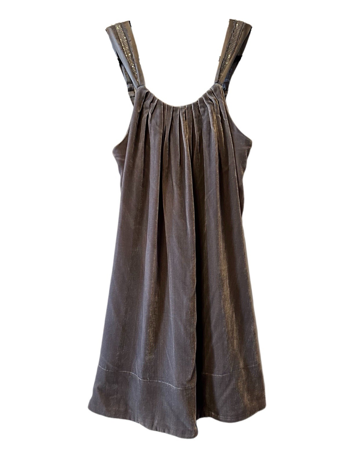 BCBGMAXAZRIA Velvet Rayon Silk Gray Tank Babydoll Mini Party Dress XS Y2K