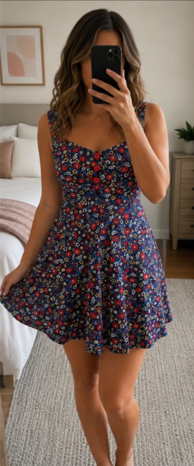 Vintage Style Ditsy Print Floral Mini Dress Sweetheart Neck You New Look Size 8