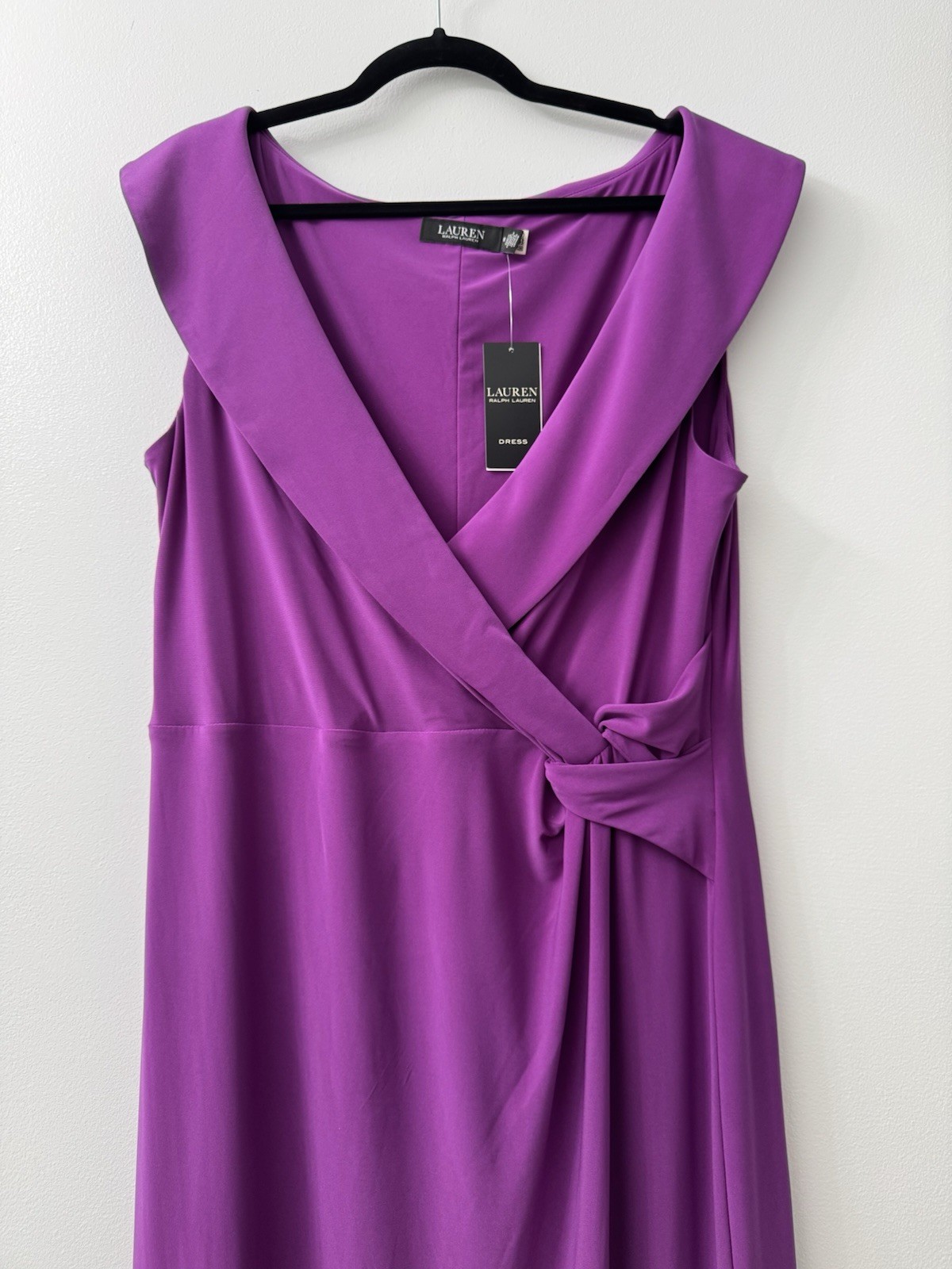 Lauren Ralph Lauren Solid Wrap Dress Women’s 18 Purple V-Neck Sleeveless Long