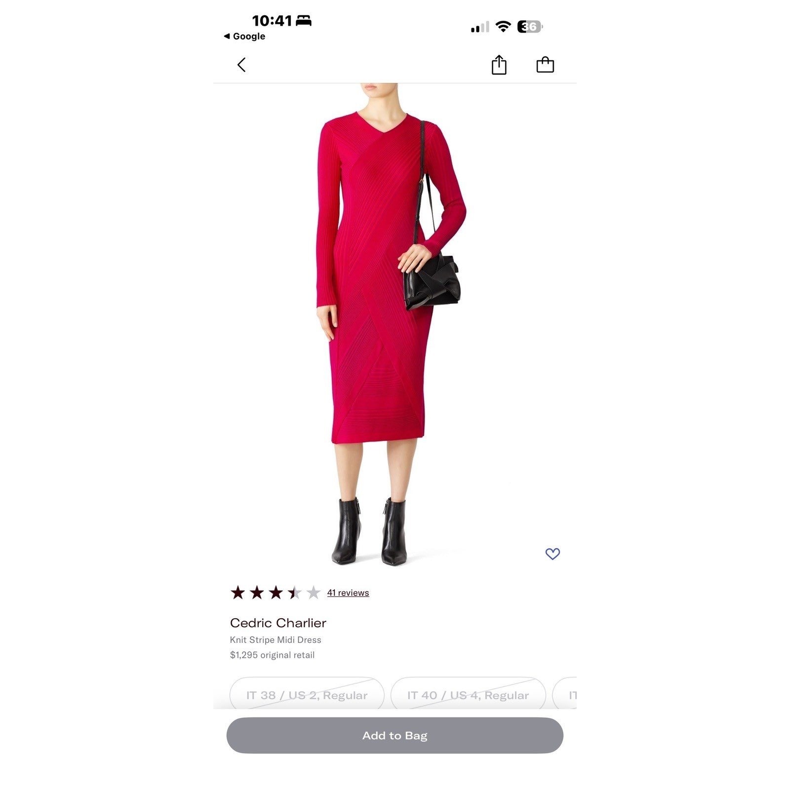 Cedric Charlier Knit Dress 12 Red Ribbed Virgin Wool Italian Luxury Designer