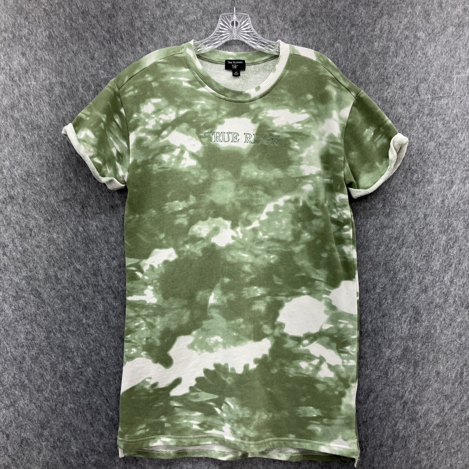 True Religion Tee Dress Womens Small Desert Pine Green Tie Dye Athleisure
