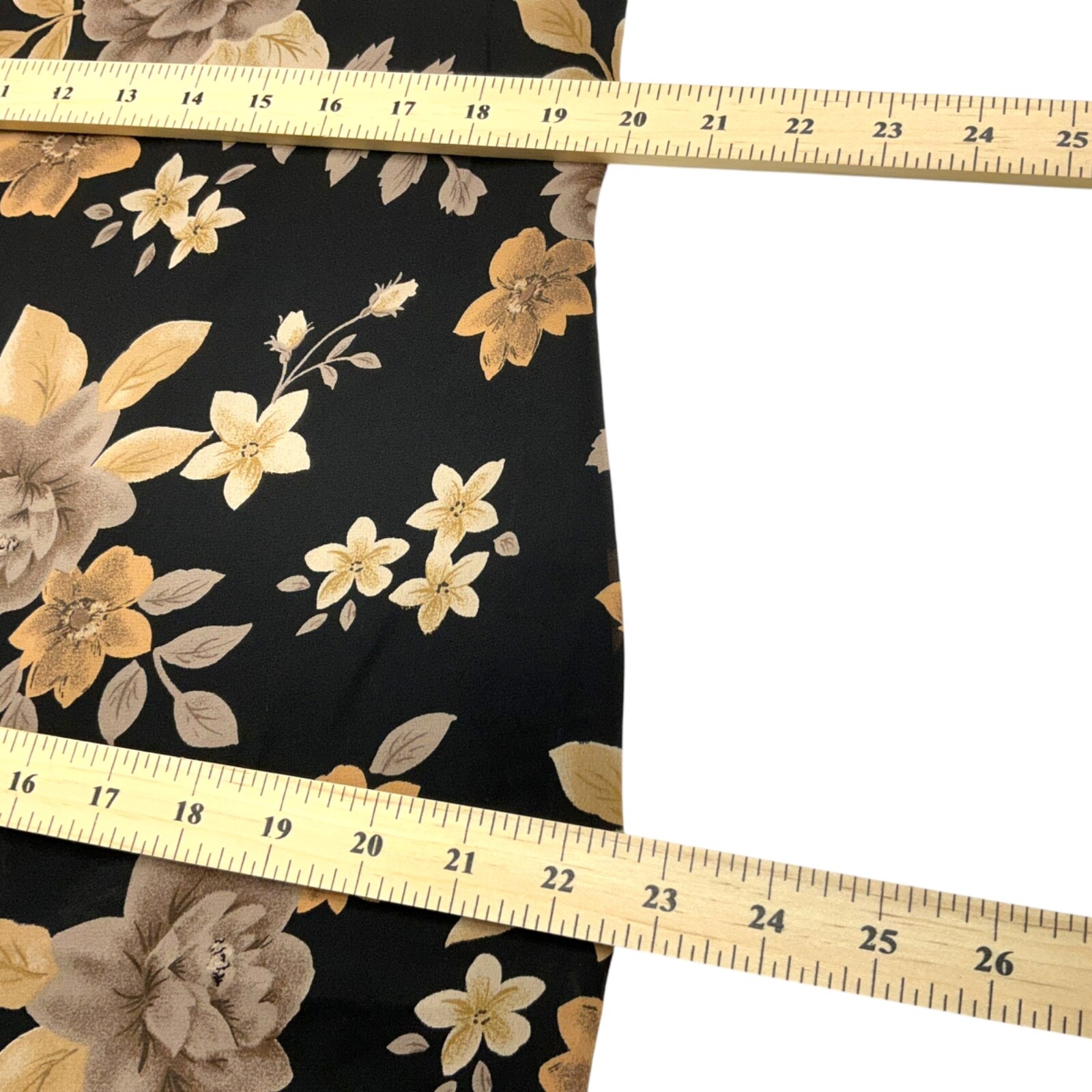 Laura Scott Dress Full Long Sleeveless Black Pencil Sz L tan Beige Floral lined