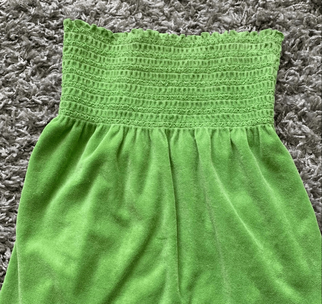 Juicy Couture TERRY Strapless Green MINI TUBE DRESS COVER UP sz S