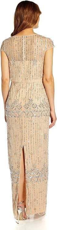 Adrianna Papell Beaded Popover Column Gown Mother Of The Bride Dress, 16, $299