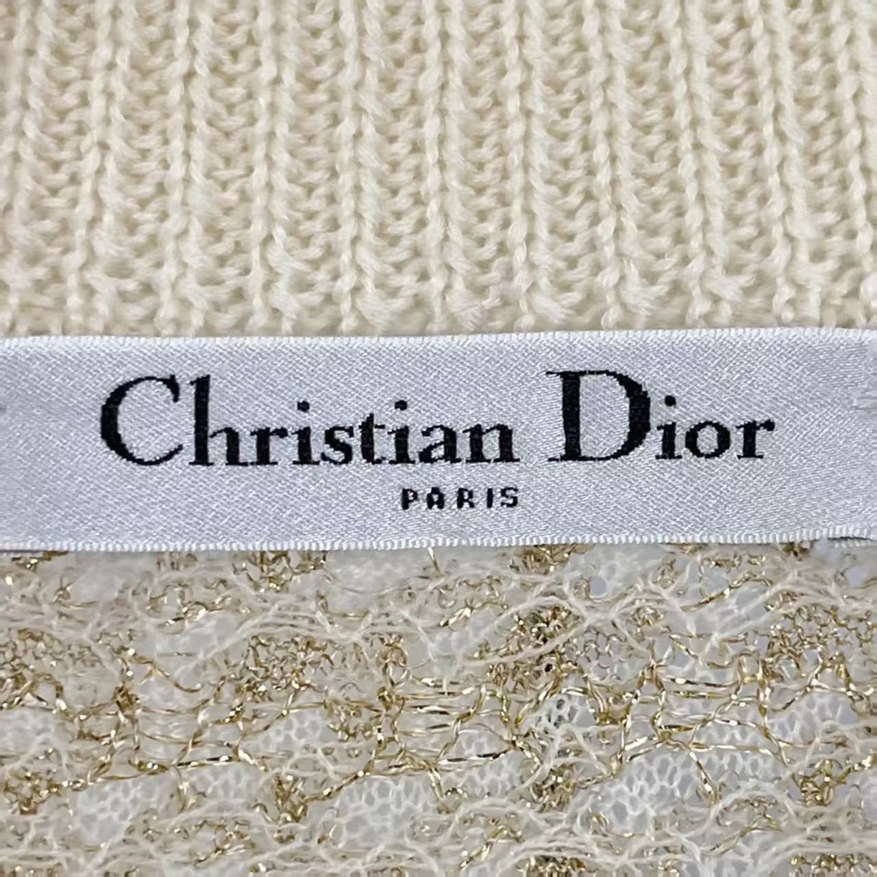 Christian Dior Gold‑Thread Blend Polo‑Collar Knit Mini Dress