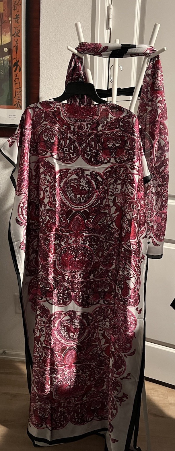 Caftan Dress One Size Pink Kings Colors One Size Fits Most Mumu W Scarf Silky