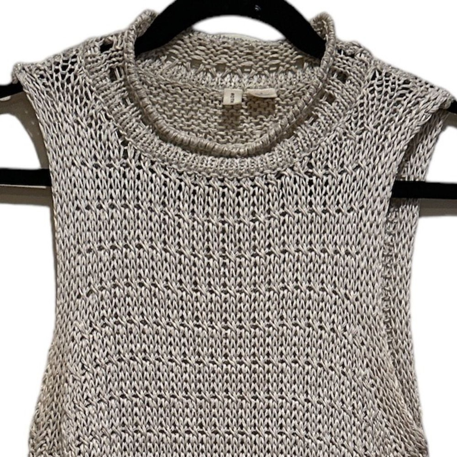 ANTHRO MOTH METALLIC MOCK TURTLENECK SLEEVELESS HIGH LOW SWEATER DRESS S