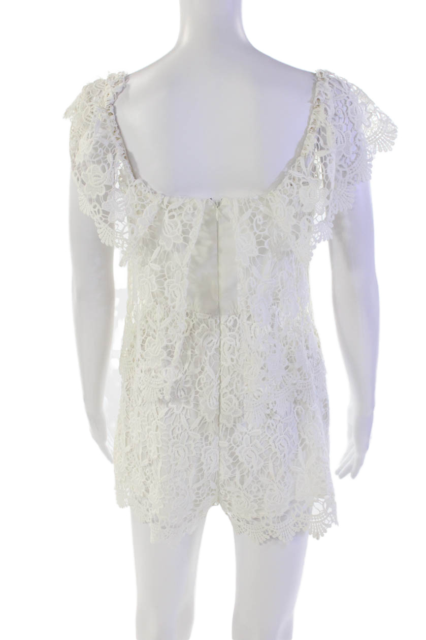 Yumi Kim Womens Textured Lined Sleeveless Layered Floral Short Dress White Size