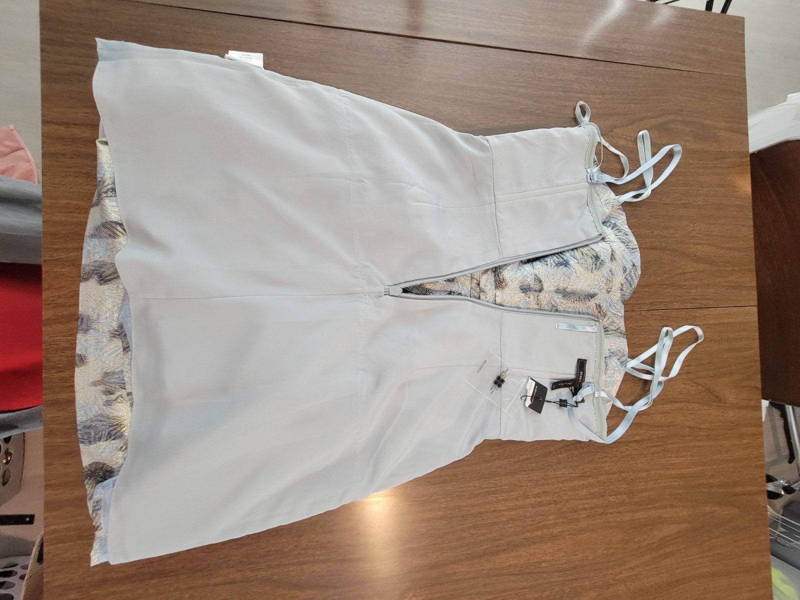 BCBGMAXAZRIA Haze Combo Metallic Jacquard Strapless Dress Nwt Size 10