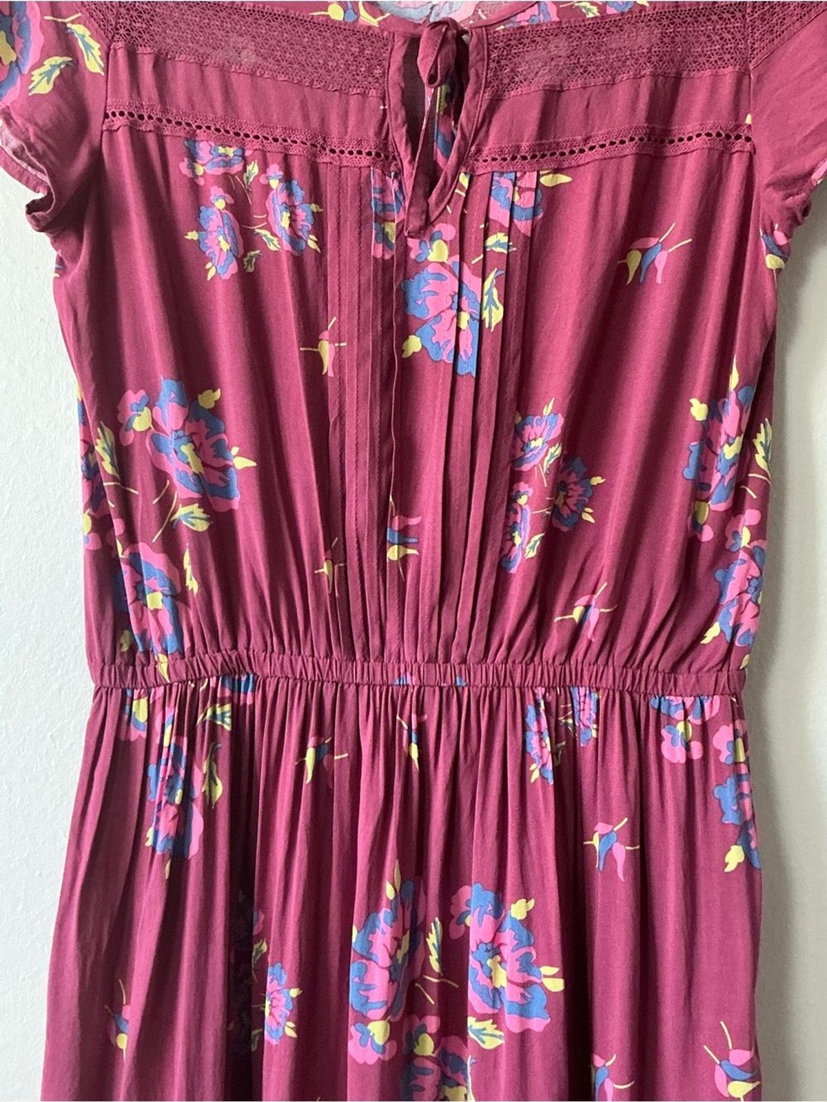 Matilda Jane Burgundy Art Class Floral Boho Mini Dress Size Small (S)