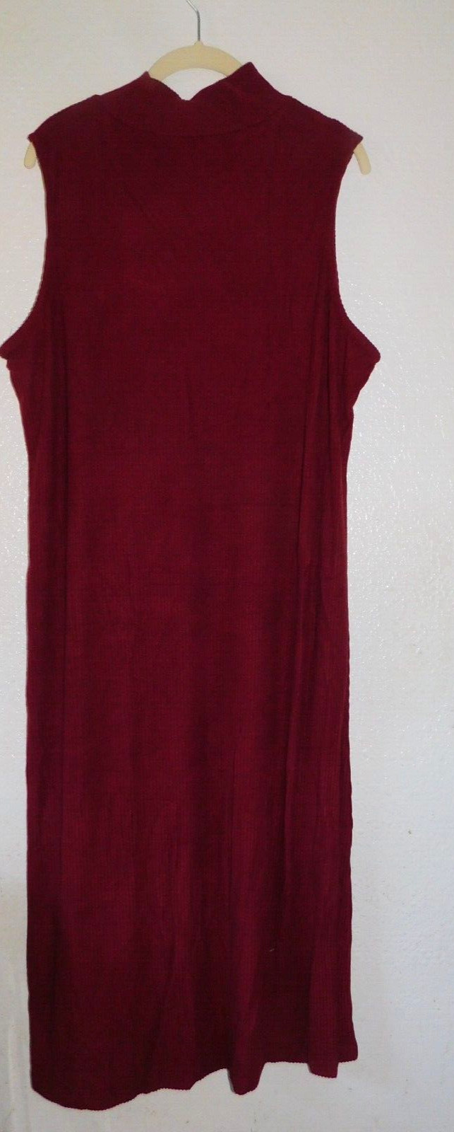 Sleeveless Dress XL 16 18 Maroon Basic Casual High Neck Knee Length Stretch SOFT