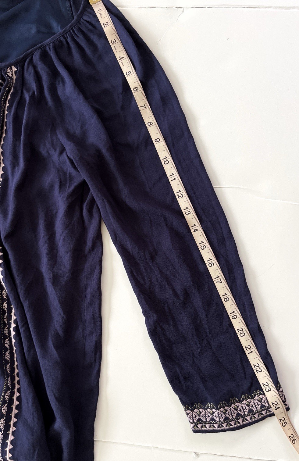 Pookie And Sebastian Mini Shift Dress S/M (no tag) Blue Embroidered Relaxed Fit