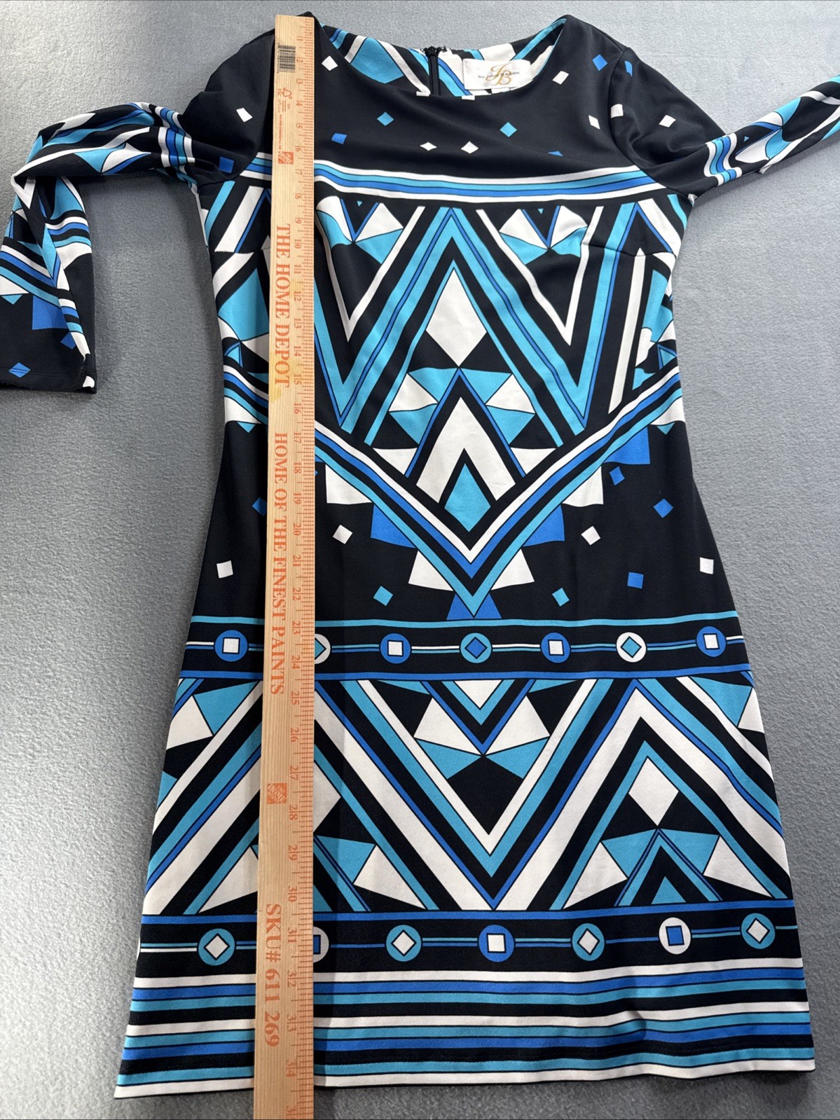 JB By Julie Brown Mod Bold Geometric Mini Dress 3/4 Sleeve Womens Size S