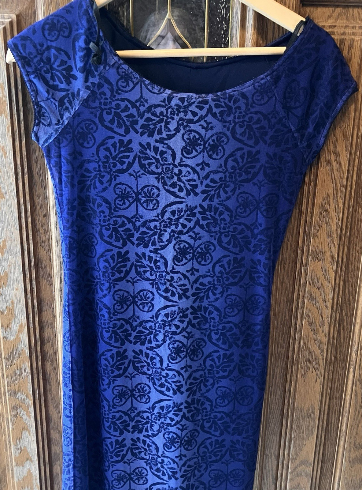 Vintage 5-7-9 Juniors Blue Mesh Lined Long Dress Size 7 Butterfly Heart USA Made