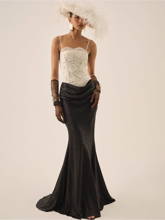 $589 NWT For Love And Lemons “Karissa” Maxi Gown in Cream Sz 8