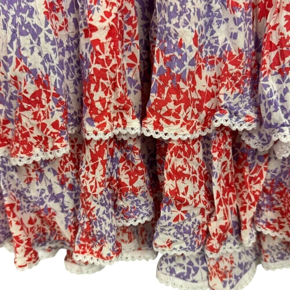 Poupette St Barth Mini Dress Womens Sz M Multicolor Floral Sundress Boho Beach