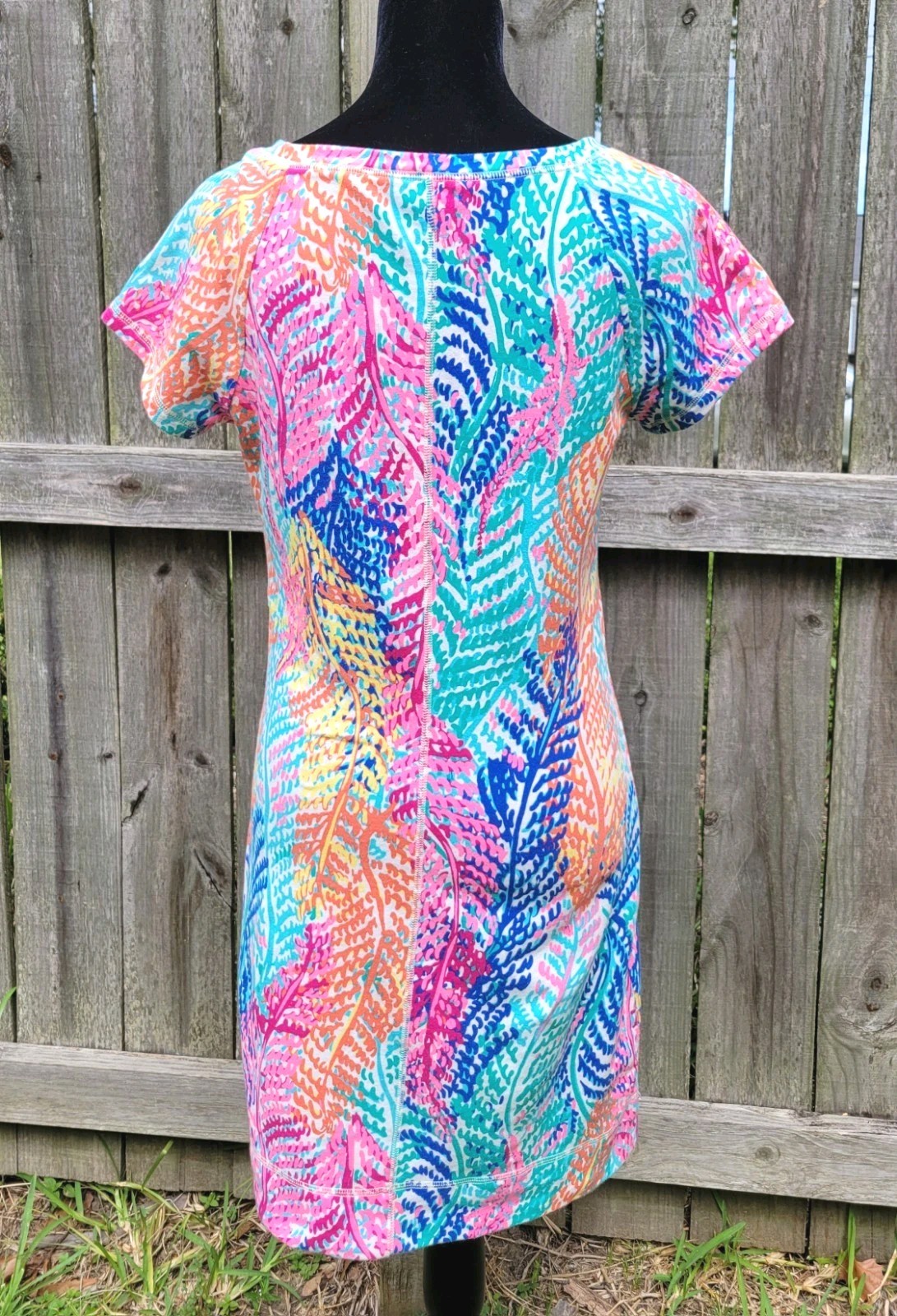 Lilly Pulitzer Womens French Terry Dress *Electric Feel Good* Sz Small Tropical