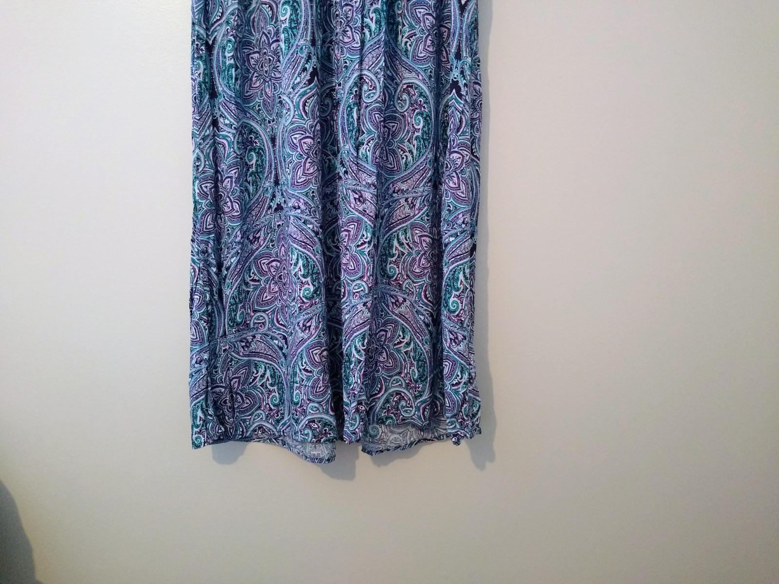 Croft & Barrow Midi Sundress L Blue Purple Paisley SmockingScoop Neck Flowy Boho