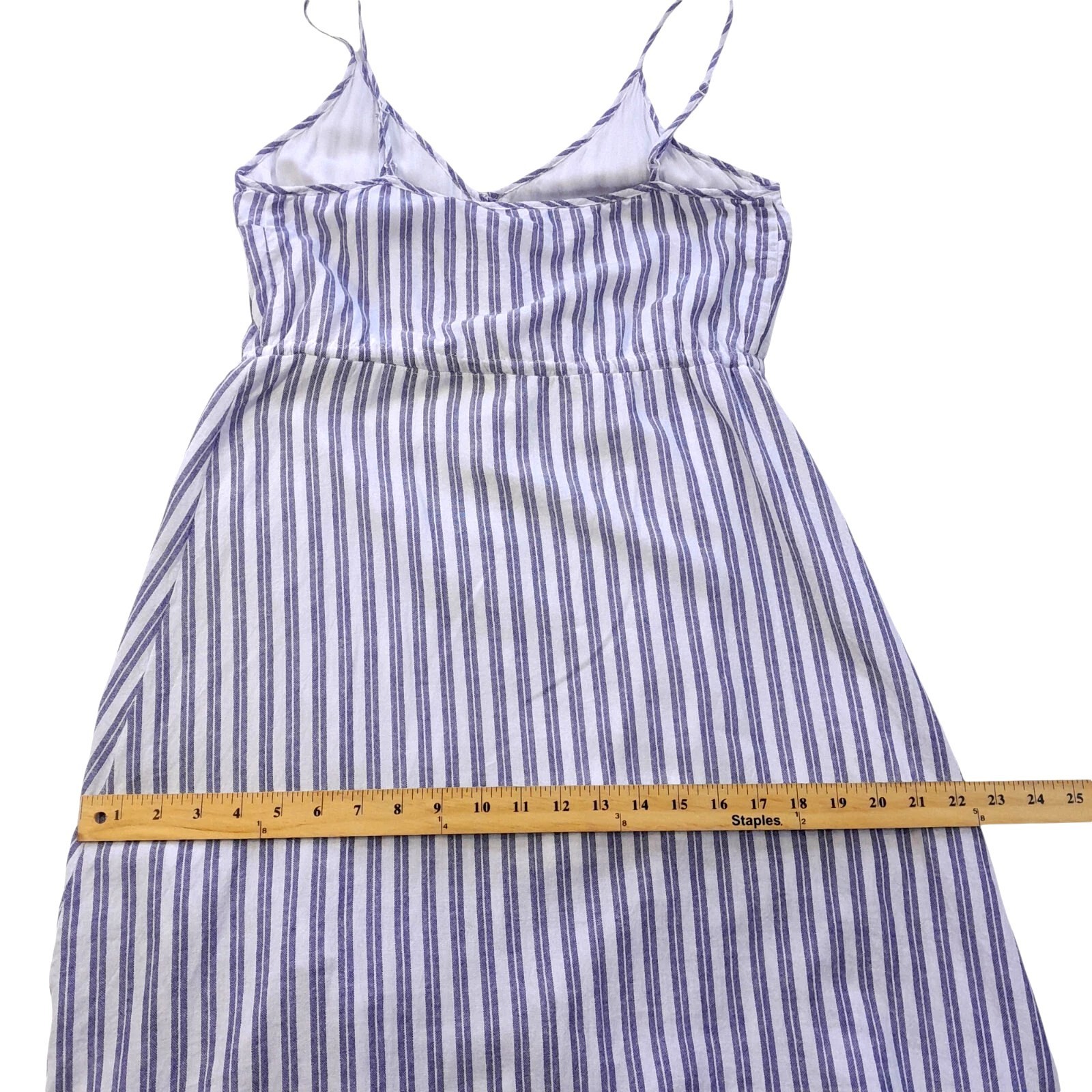Favlux high-low dress sleeveless button up/Large/grayish blue+ivory stripe/lined