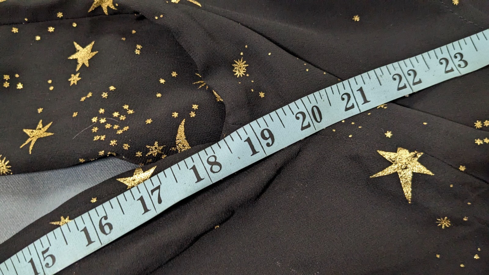 Black V-Neck Celestial Dress Gold Foil Constellation Print Small