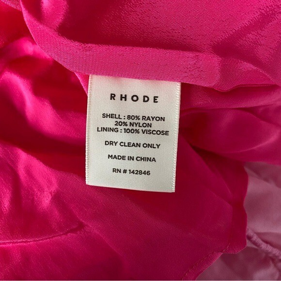 $565 NWT Rhode Pink Ester V-Neck Puff Sleeve Velvet Dress in Jaipur #2 Sz 2