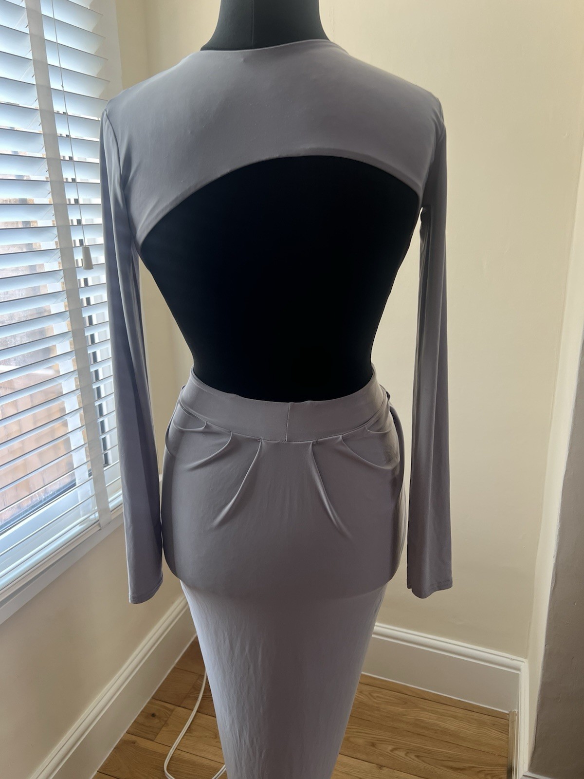 Grey Sexy Backless Party Open Slit Dress