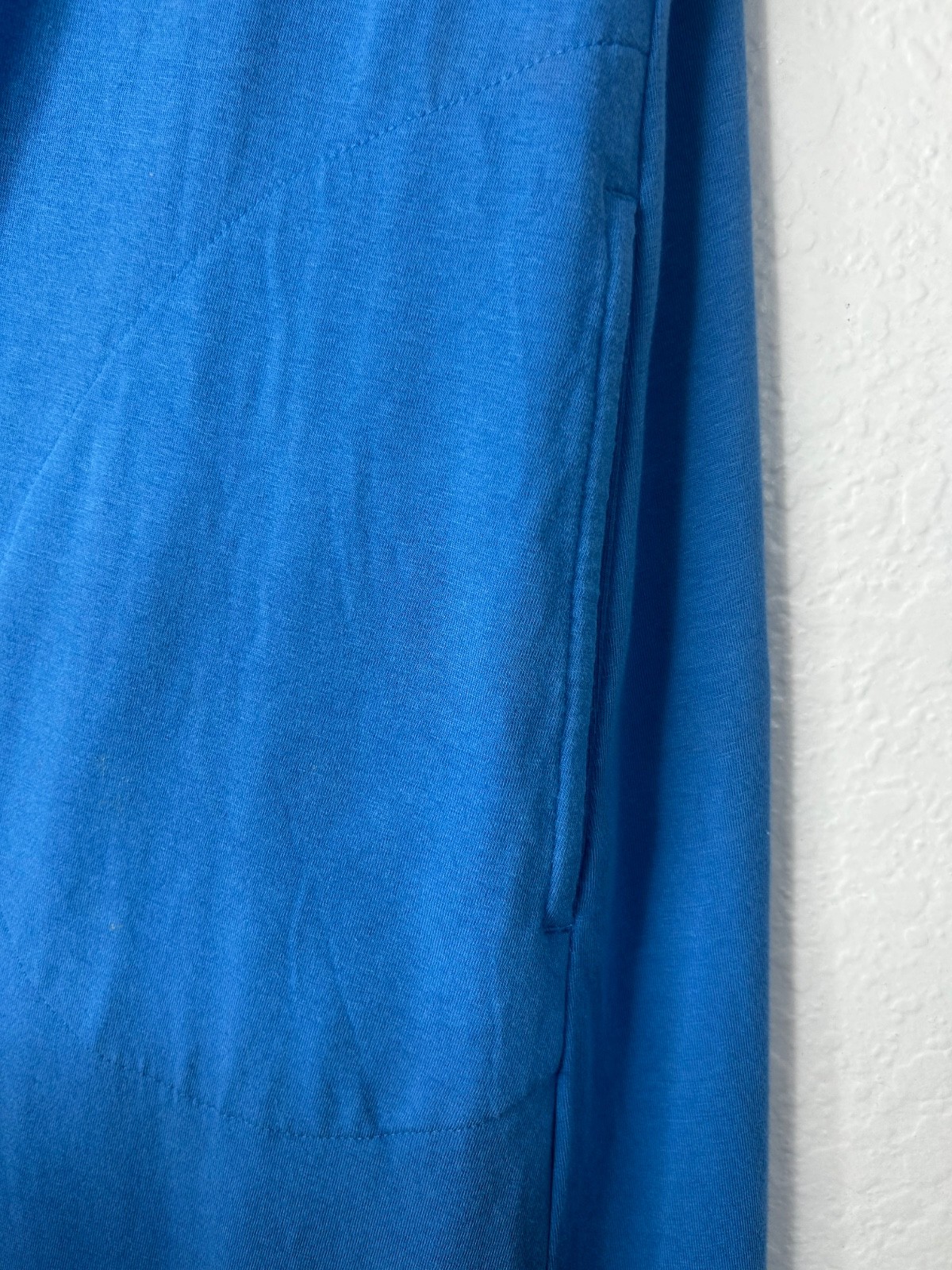 J Jill Relaxed Double-V Elbow Sleeve Maxi Dress Size S Blue With Pockets Casual