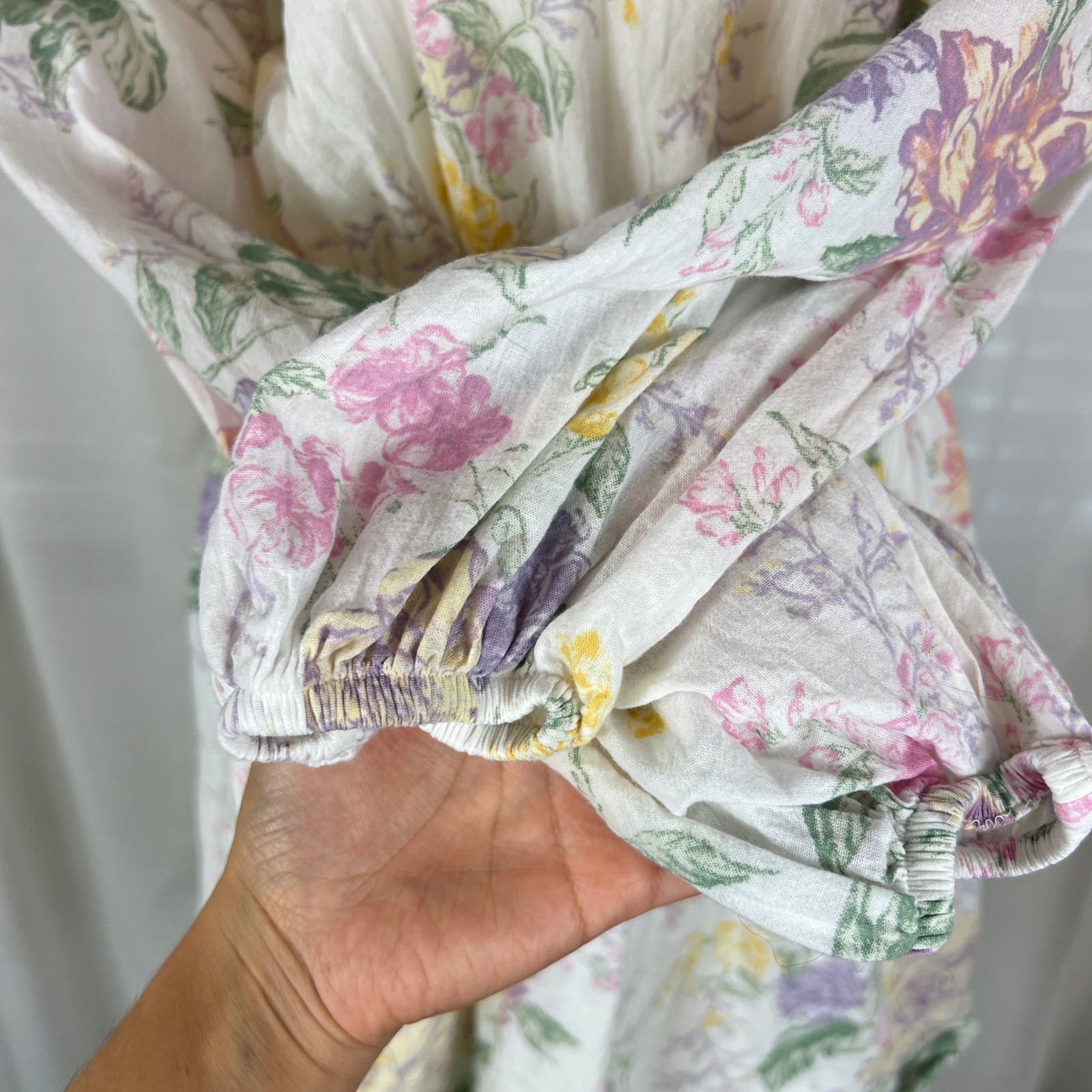 H&M Divided Floral Open Back Mini Dress White Pink Yellow Cotton Size S Small
