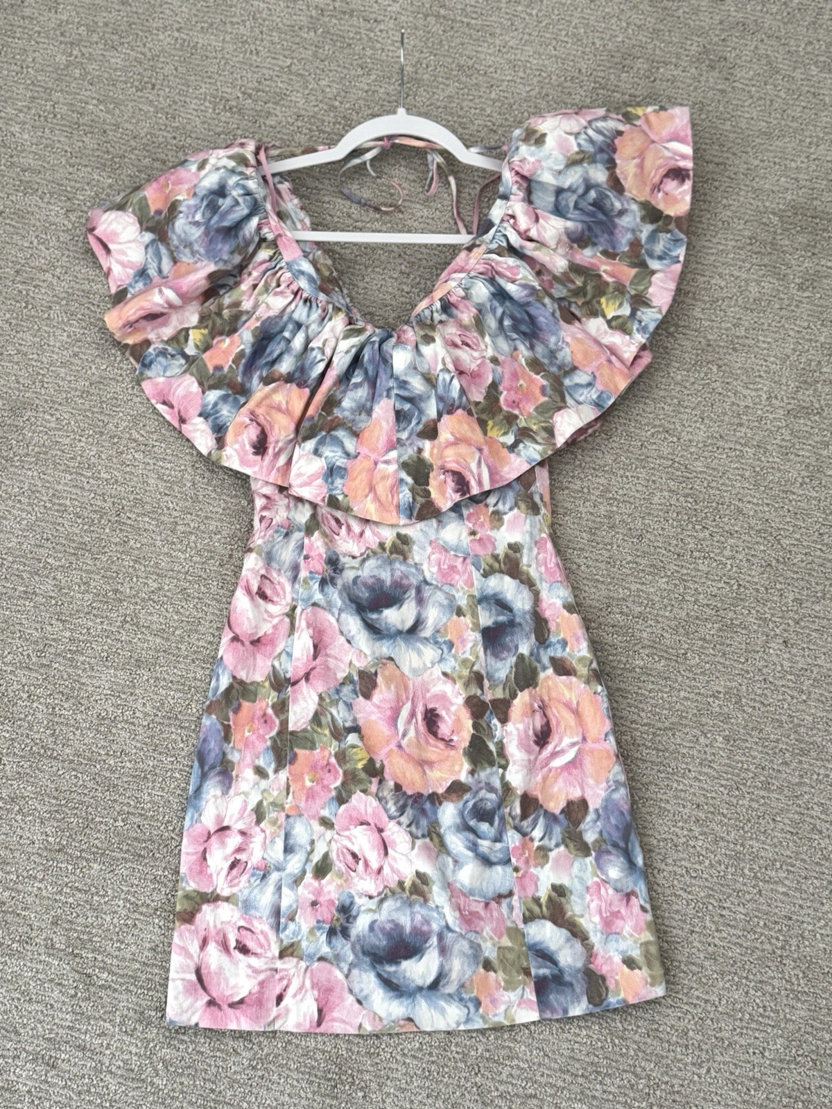 & Other Stories Floral Puff Ruffle Sleeve Minidress | Sz 32/ US 2 Party Cocktail