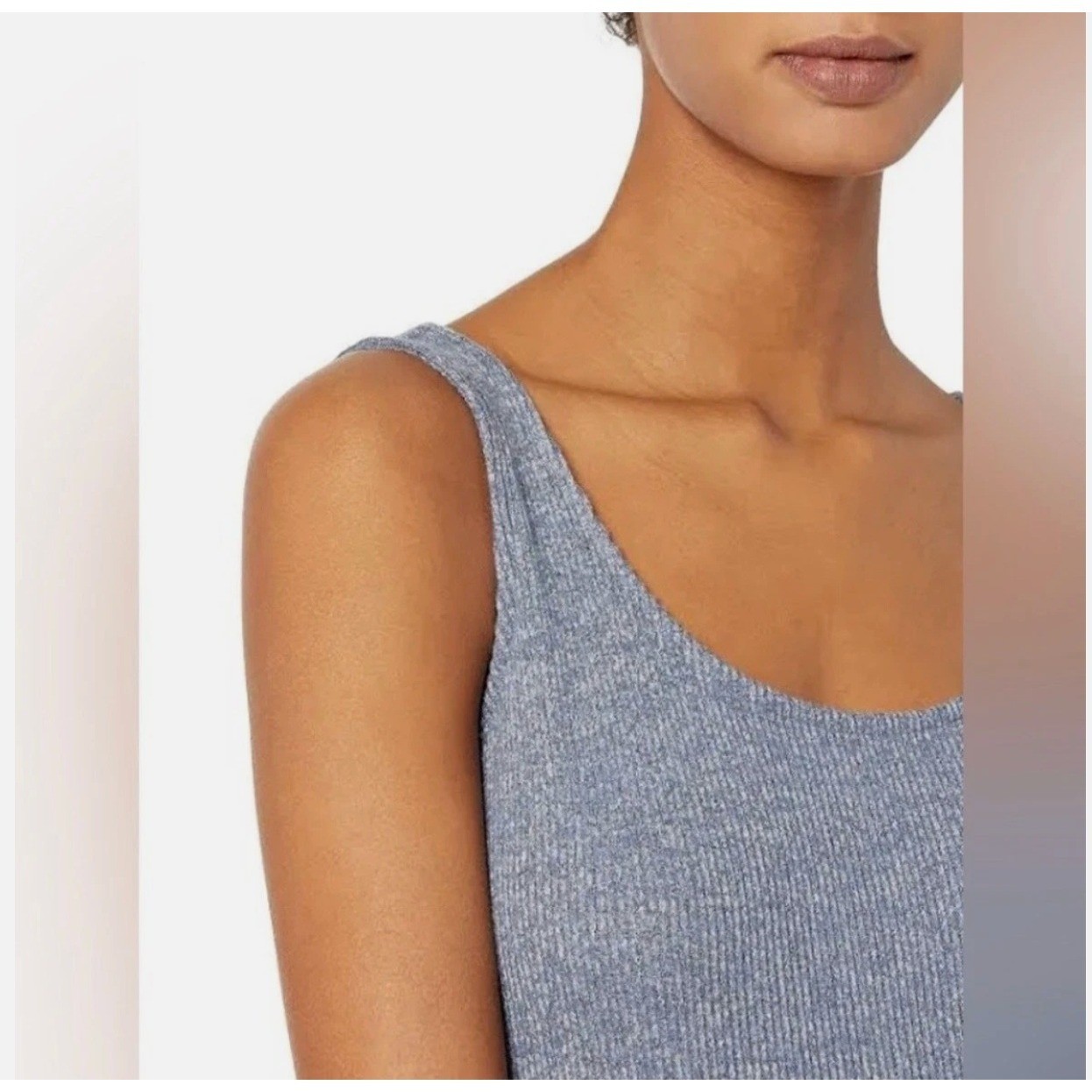 Daily Ritual Ribbed Knit Sleeveless Midi Dress Gray Tiered Hem Size S