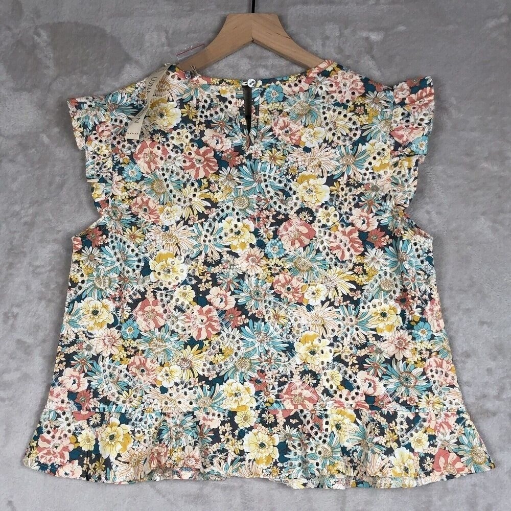 NWT LUNA MOON Top & Skirt Set Sz S Ruffle Floral Eyelet Crop Boho Fairy Cottage