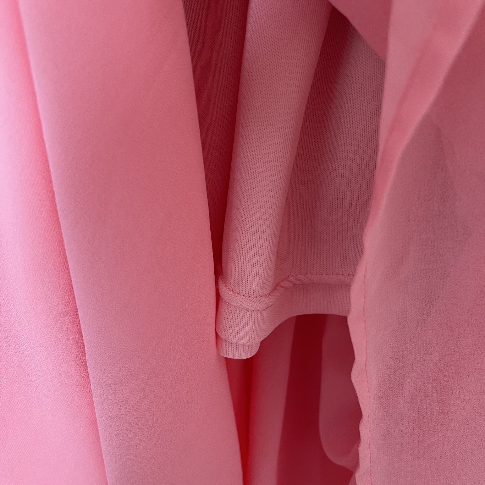 Miss Avenue Pink Maxi Dress Long Sleeve Tie Waist Flowy Lined Large Slit