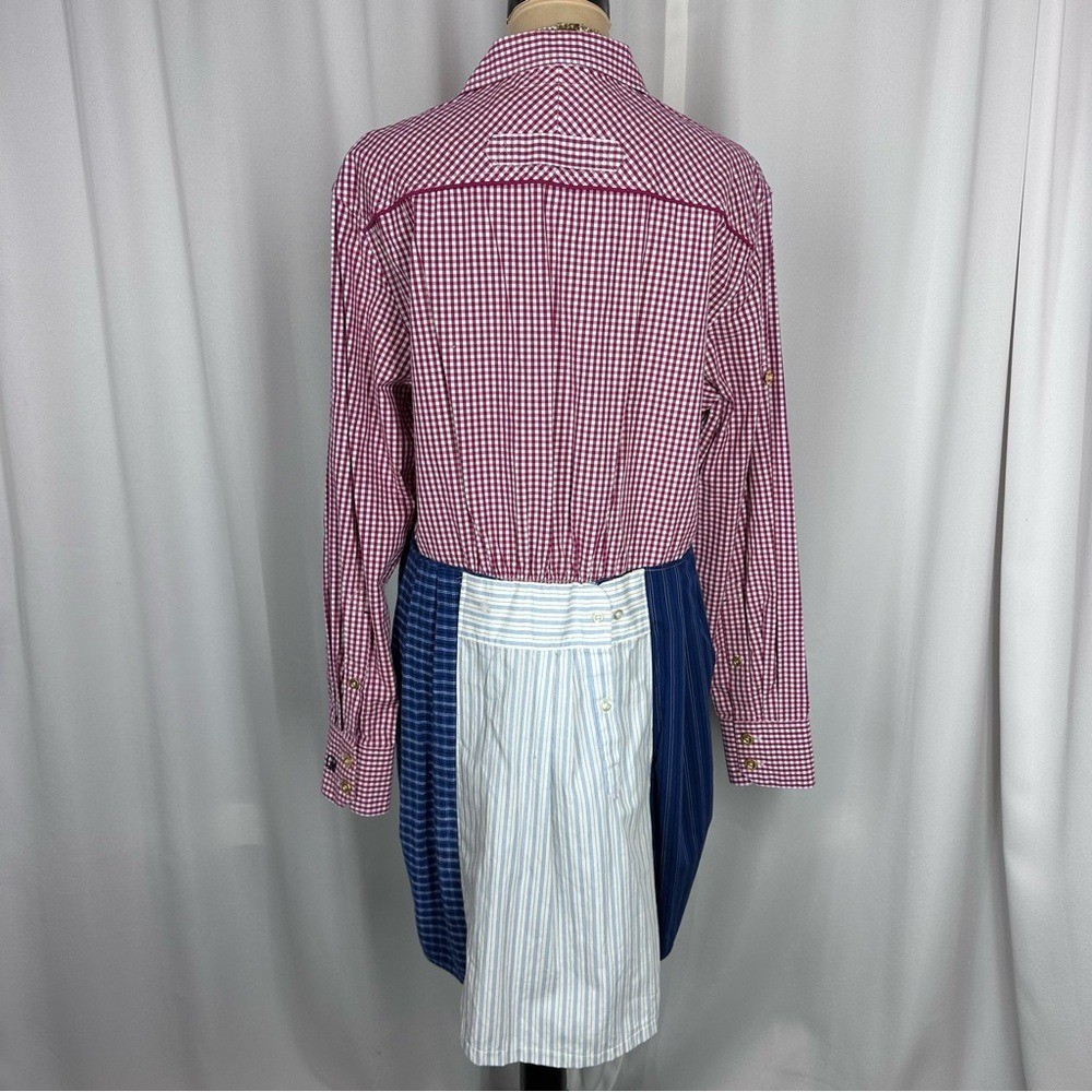 Goddess Rags Artist Made Upcycled Shirtdress Sz M Gingham Patchwork Textile