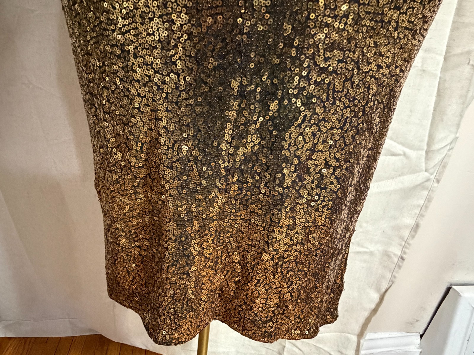 Grace Karin Gold Sequin Cocktail Party Dress Womens M Ruched Bodycon Glam