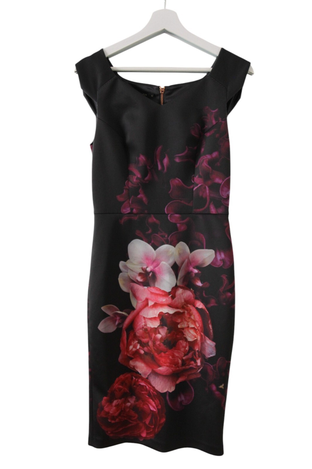 Ted Baker Dress Semanj Splendour Floral Sheath Midi Sleeveless Size 1 US 2 4