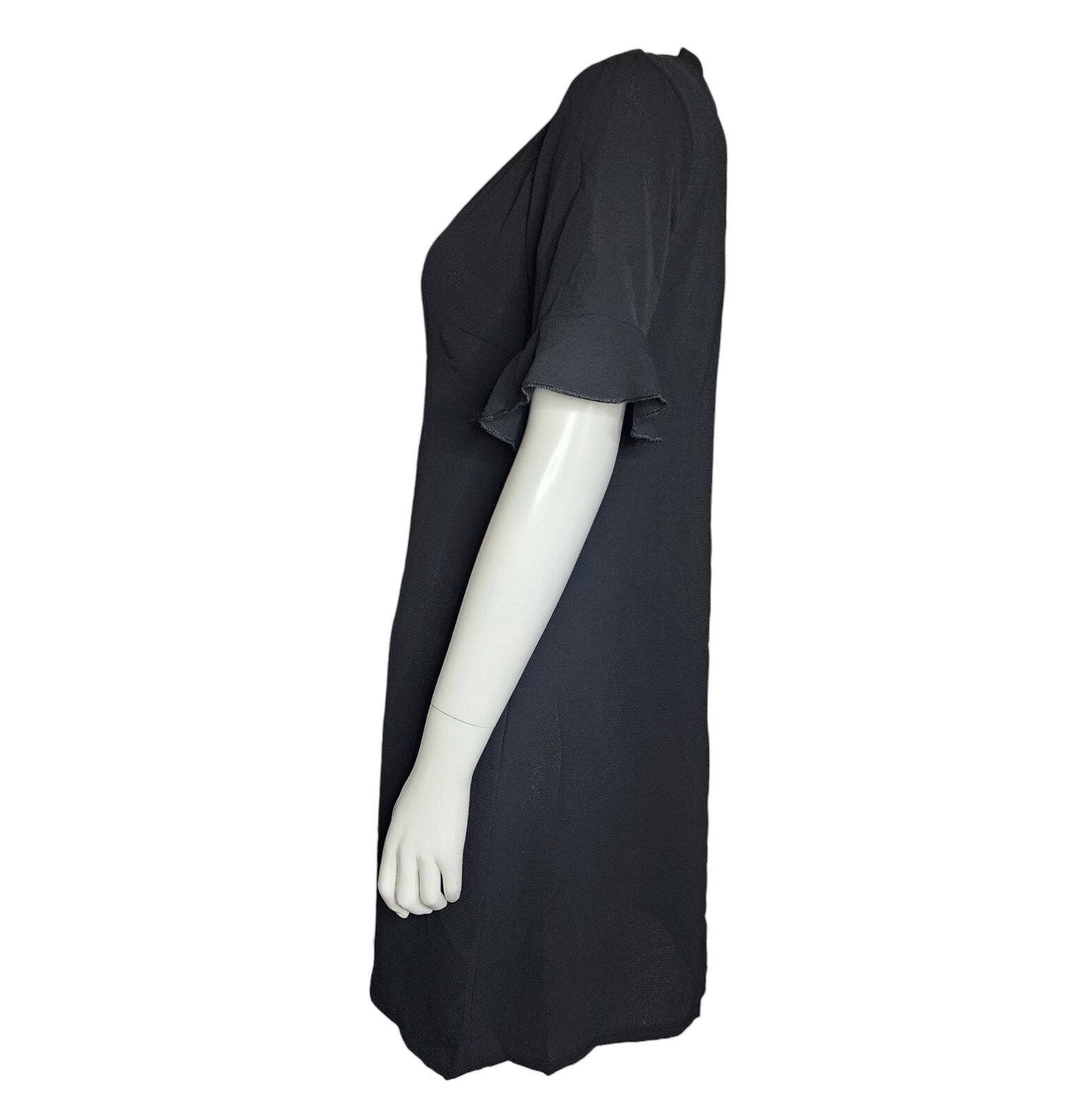 PRETTY LITTLE THING Solid All Black Button Down Shirt Dress Womens Size 6